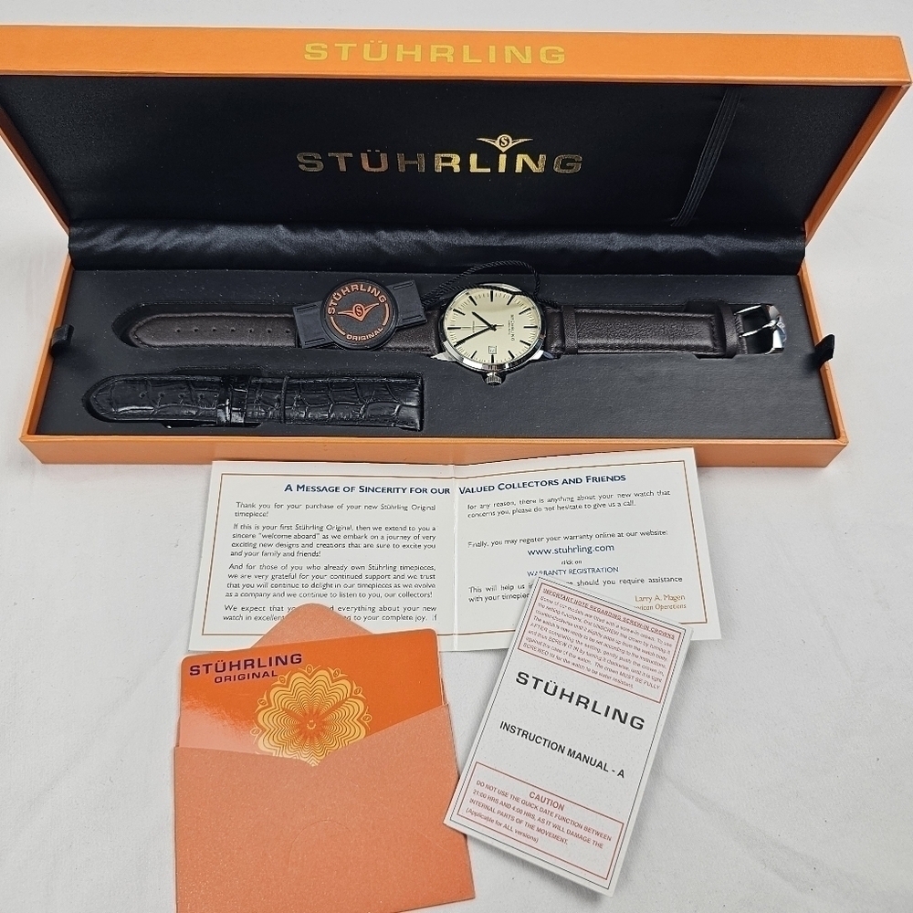 Stuhrling Symphony Watch with Black and Brown Straps